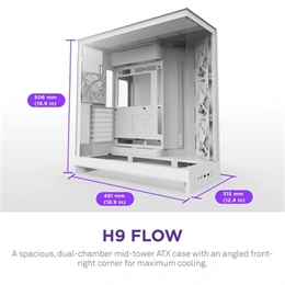NZXT H9 Flow (midi torony, ATX, ablakos, fehér)
