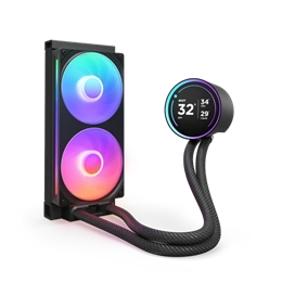 NZXT Kraken Elite 240 RGB V2 vízhűtés (240 mm, 2x120 mm ventilátor, 500-2400 RPM, PWM, LCD kijelző, RGB, fekete)