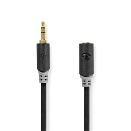 Nedis 3,5 mm sztereó audio kábel (3,5 mm apa / 3,5 mm anya, 3 m, aranyozott csatlakozó, antracit)