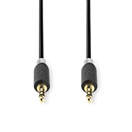 Nedis 3,5 mm sztereó audió kábel (3,5 mm dugó / 3,5 mm dugó, aranyozott, 2 m, antracit)