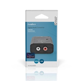 Nedis ACON2508BK analóg-digitális audio konverter (2x RCA bemenet, koax (S/PDIF) és Toslink kimenet, USB tápellátás, fek