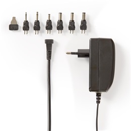 Nedis ACPA003 univerzális hálózati adapter (9-24V, 24W, 1-1,5A, 6 cserélhető csatlakozó, 1,8 m kábel, fekete)