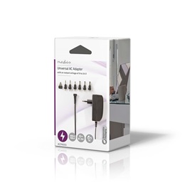 Nedis ACPA003 univerzális hálózati adapter (9-24V, 24W, 1-1,5A, 6 cserélhető csatlakozó, 1,8 m kábel, fekete)