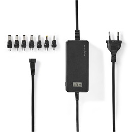 Nedis ACPA105 univerzális AC-DC tápegység (5–24V, 36W, 7 cserélhető csatlakozó, 1,8 m kábel, fekete)