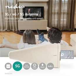 Nedis ANOR5G10WT prémium antenna (698-5000 MHz, 11 dB, SMA dugasz, 4 m kábel, 50 Ohm, beltéri/kültéri, fehér)