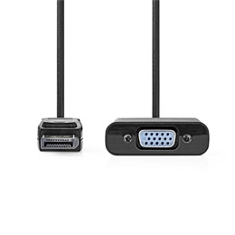 Nedis CCGB37351BK02 DisplayPort-VGA adapter (DisplayPort dugó / VGA aljzat, 1080p, 0,20 m, fekete)
