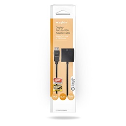 Nedis CCGB37351BK02 DisplayPort-VGA adapter (DisplayPort dugó / VGA aljzat, 1080p, 0,20 m, fekete)