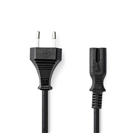 Nedis CEGL11040BK20 tápkábel (IEC-320-C7, 2 m, 2 x 0,75 mm, fekete)