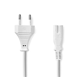 Nedis CEGL11040WT50 tápkábel (IEC-320-C7, 2 x 0,75 mm, 5 m, fehér)