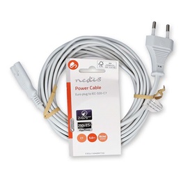Nedis CEGL11040WT50 tápkábel (IEC-320-C7, 2 x 0,75 mm, 5 m, fehér)