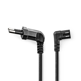 Nedis CEGL11055BK20 tápkábel (Euro dugó, IEC-320-C7, pipa, szögben balra, 2 m, fekete)