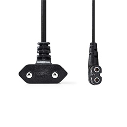 Nedis CEGL11055BK20 tápkábel (Euro dugó, IEC-320-C7, pipa, szögben balra, 2 m, fekete)