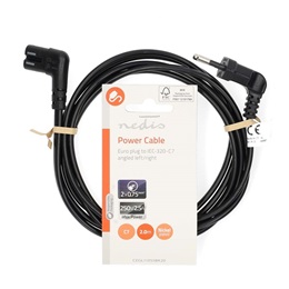 Nedis CEGL11055BK20 tápkábel (Euro dugó, IEC-320-C7, pipa, szögben balra, 2 m, fekete)