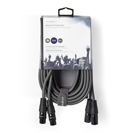 Nedis COTH15030GY50 XLR audio kábel (2x XLR 3p dugó / 2x XLR 3p aljzat, 5 m, rugalmas, sötétszürke)