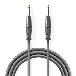 Nedis COTH23020GY50 félprofi audio kábel (2 x 6,35 mm sztereó jack dugó, 5 m, rugalmas)