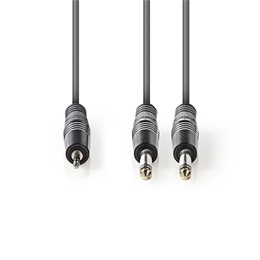 Nedis COTH23200GY15 félprofi audio kábel 1,5 m (3,5 mm sztereó jack dugó / 2 x 6,35 mm mono jack dugó, rugalmas)
