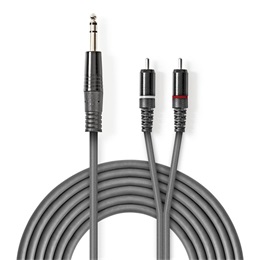 Nedis COTH23300GY15 félprofi XLR audio kábel (6,35 mm jack dugó / 2x RCA dugó, 1,5 m, sötétszürke)