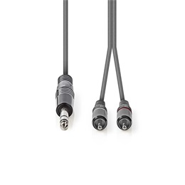 Nedis COTH23300GY15 félprofi XLR audio kábel (6,35 mm jack dugó / 2x RCA dugó, 1,5 m, sötétszürke)