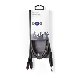 Nedis COTH23300GY15 félprofi XLR audio kábel (6,35 mm jack dugó / 2x RCA dugó, 1,5 m, sötétszürke)