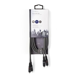 Nedis COTH24200GY15 sztereó audio kábel (2x RCA dugó / 2x RCA dugó, nikkelezett, 1,5 m, rugalmas)