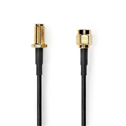 Nedis CSGL02010BK30 SMA kábel (SMA apa / SMA anya, aranyozott, 50 Ohm, árnyékolt, 3 m, fekete)