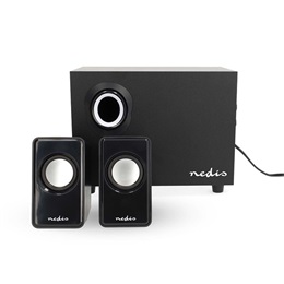 Nedis CSPR10021BK PC hangszóró 2.1 (33 W, 3,5 mm jack, USB tápellátás, fekete)