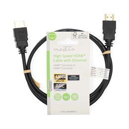 Nedis CVGL34060BK10 HDMI kábel (HDMI dugó / dugó, 4K@60Hz, ARC, 18 Gbps, aranyozott csatlakozók, 1 m)