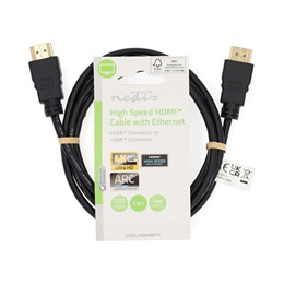 Nedis CVGL34060BK150 HDMI kábel (HDMI dugó / dugó, 4K@60Hz, ARC, 18 Gbit/s, aranyozott csatlakozók, 15 m)