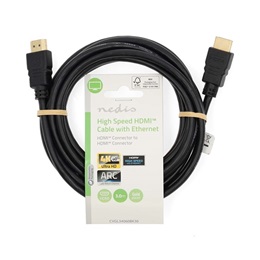 Nedis CVGL34060BK30 HDMI kábel (HDMI dugó/dugó, 4K@60Hz, ARC, 18 Gbit/s, 3 m, fekete)