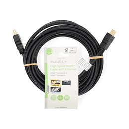 Nedis CVGL34060BK50 Ultra HD HDMI kábel (HDMI dugó / dugó, 4K@60Hz, ARC, 18 Gbit/s, aranyozott csatlakozók, 5 m)