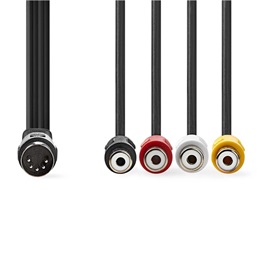 Nedis DIN audio kábel (DIN 5 tűs dugó / 4x RCA aljzat, 0,2 m)