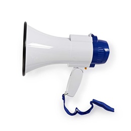 Nedis MEPH150WT megafon (250 m hatótáv, 10 W, 115 dB, 240 s felvétel, beépített mikrofon, beépített sziréna, 4x LR20 ele