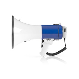 Nedis MEPH200WT megafon (beépített sziréna, levehető mikrofon, 25 W, 135 dB, hatótáv 1500 m, fehér, kék)