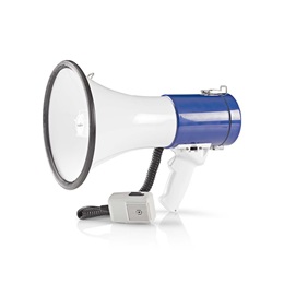 Nedis MEPH200WT megafon (beépített sziréna, levehető mikrofon, 25 W, 135 dB, hatótáv 1500 m, fehér, kék)