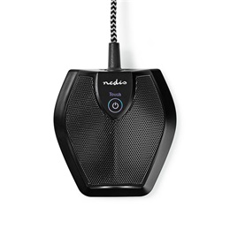 Nedis MICCU100BK asztali konferencia mikrofon (USB, 360°-os hangfelvétel, érintéses némítás, szűrőszivacs)
