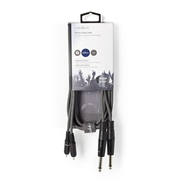 Nedis OnStage félprofi audio kábel (2 x 6,35 mm mono jack dugó / 2 x RCA dugó, 1,5 m, rugalmas)