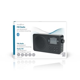 Nedis RDFM2225BK bluetooth hordozható FM rádió (v5.3, 1900mAh belső akku, max. 10 óra, 1 W, USB-C, 3,5 mm, fekete)
