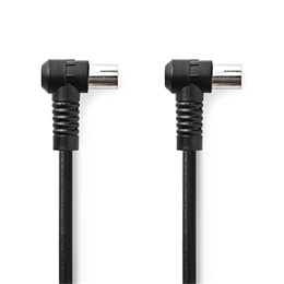 Nedis RF koax kábel (IEC dugó / aljzat, 90°-os, 1,5 m, 75 Ohm, négyszeresen árnyékolt, 120 dB, fehér)