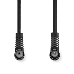 Nedis RF koax kábel (IEC dugó / aljzat, 90°-os, 1,5 m, 75 Ohm, négyszeresen árnyékolt, 120 dB, fehér)