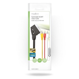 Nedis SCART kábel (3x RCA férfi, nikkelezett, kapcsolható, 480p, 1 m, kerek, PVC, fekete)
