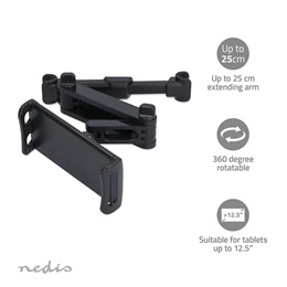 Nedis TCMT210BK autós tablet/telefon tartó konzol (4,7-12,5", fejtámlára szerelhető, állítható, ABS, 255x185x215 mm, 21
