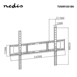 Nedis TVWM1051BK fix falitartó (37"-70", VESA 100x100/200x100/200x200/300x300/400x400/600x400, 35 kg, min. faltáv. 23 mm