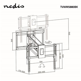 Nedis TVWM5880BK motoros fali tartó konzol (32-75", max. teherbírás 35 kg, VESA 400x400/600x400, távirányító, fekete)