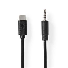 Nedis USB-C - 3,5 mm jack kábel (USB-C dugó / 3,5 mm jack, 1 m, fekete)