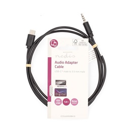 Nedis USB-C - 3,5 mm jack kábel (USB-C dugó / 3,5 mm jack, 1 m, fekete)