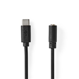 Nedis USB-C - 3,5 mm sztereó jack adapter kábel 1 m (USB-C dugó / 3,5 mm jack aljzat, USB 2.0, fekete)