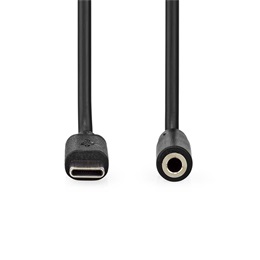 Nedis USB-C - 3,5 mm sztereó jack adapter kábel 1 m (USB-C dugó / 3,5 mm jack aljzat, USB 2.0, fekete)