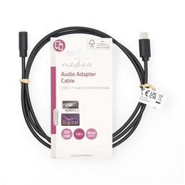 Nedis USB-C - 3,5 mm sztereó jack adapter kábel 1 m (USB-C dugó / 3,5 mm jack aljzat, USB 2.0, fekete)