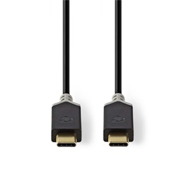 Nedis USB-C adat- és töltőkábel (C dugó / C dugó, 60W, 1 m, 4K@60Hz, 5 Gbps, antracit)