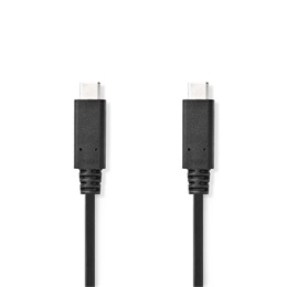 Nedis USB-C kábel (C dugó / C dugó, USB 3.2 Gen 2, 20 Gbps, 240W, 1 m, fekete)